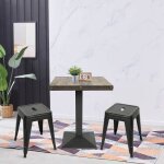 Table carre design industriel - marque - modle - gris - 4 places - 60x60 cm
