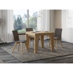 Table carre extensible 4  10 personnes l 90  246 cm bois clair naxo 2 pieds
