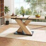 Table carr�e extensible salle � manger pi�tement x original espace spacieux 4 - 8 personnes r�unions ...