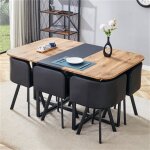 Table et chaise encastrable salle � manger avec 6 chaises tapiss�es noir table a manger industrielle ...