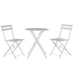 Table et chaises pliantes bistrot balcon terrasse - 2 places - blanc - flore