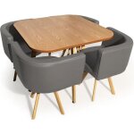 Table de repas & 4 chaises design normi 150cm gris & ch�ne