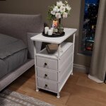 Table de chevet lot de 1chevet avec 3 tiroir meuble de chevet couleur convient pour tout lit et toute ...