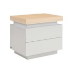 Table de chevet ? 2 tiroirs ? mdf laqu� ? avec leds ?coloris : naturel et beige ? halo