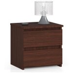Table de chevet akord cl2 weng� 40 cm 2 tiroirs fa�ade weng� 40x35x40 cm