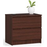 Table de chevet akord k60 weng� 60 cm 2 tiroirs fa�ade weng� 60x40x55 cm