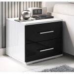 Table de chevet - beatriz - noir et blanc - 2 tiroirs - design contemporain