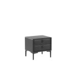 Table de chevet - beliani - sezanne - 2 tiroirs - simili - cuir noir - style moderne et industriel Table de chevet - beliani - sezanne - 2 tiroirs - simili - cuir noir - style moderne et industriel