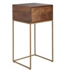 Table de chevet bois massif 40x755x35 cm - finebuy - haute - marron - 1 tiroir(s) - adulte - chambre
