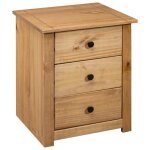 Table de chevet en bois de pin - wiens - 46x40x57 cm - brun - 3 tiroirs - bois de pin massif - facile ...