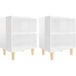 Tables de chevet bout de canapé - marque - blanc brillant - bois massif - style scandinave moderne Tables de chevet bout de canapé - marque - blanc brillant - bois massif - style scandinave moderne