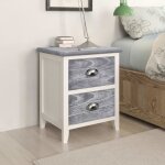 Table de chevet contemporaine - nickel&9403 - gris et blanc - bois massif - 2 tiroirs