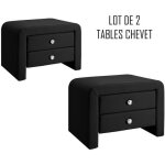 Table chevet design noir eva x2