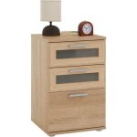 Table de chevet jessy table de nuit hauteur 60 cm avec 3 tiroirs 2 inserts vitrs pour lit boxspring ...