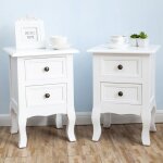 Tables de chevet - larathy - vintage - blanc - bois massif Tables de chevet - larathy - vintage - blanc - bois massif