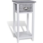 Table de chevet / meuble pour t�l�phone avec 1 tiroir gris / blanc - chevets - adulte