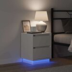 Table de chevet moderne - wiens - blanc - 39x345x50 cm - bois ding�nierie - 2 tiroirs - alimentation ...