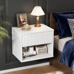 Table de chevet murale - alightup - table de nuit suspendu avec tiroir et compartiment ouvert 40 x 30 ...