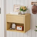 Table de chevet murale - alightup - table de nuit suspendu avec tiroir et compartiment ouvert 40 x 30 ...