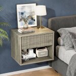 Table de chevet murale - alightup - table de nuit suspendu avec tiroir et compartiment ouvert 40 x 30 ...