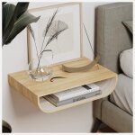 Table de chevet murale flottante - ewart woods - fait main - en bois fr�ne