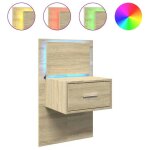 Table de chevet murale avec led - vidaxl - ch�ne sonoma - 485x325x80 cm - bois ding�nierie - montage ...