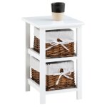 Table de chevet nokomis table de nuit en bois avec 2 paniers en osier et insert en tissu blanc meuble ... Table de chevet nokomis table de nuit en bois avec 2 paniers en osier et insert en tissu blanc meuble ...