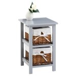 Table de chevet nokomis table de nuit en bois avec 2 paniers en osier et insert en tissu blanc meuble ... Table de chevet nokomis table de nuit en bois avec 2 paniers en osier et insert en tissu blanc meuble ...