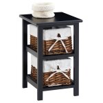 Table de chevet nokomis table de nuit en bois avec 2 paniers en osier et insert en tissu blanc meuble ... Table de chevet nokomis table de nuit en bois avec 2 paniers en osier et insert en tissu blanc meuble ...