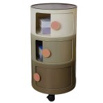 Table de chevet ronde � 3 niveaux avec roulettes amovible pour chambre / salon / salle de bain