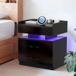 Table de chevet avec station de charge 16 couleurs led rglable table de nuit avec prise et port usb ...