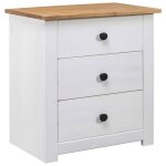 Table de chevet - vidaxl - gamme panama - 3 tiroirs - blanc - bois de pin massif