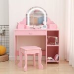 Table de coiffeuse et bureau 2 - en - 1pour enfants + miroir led??coiffeuse maquillage et table d?�tude ...