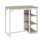 Table de comptoir de cuisine avec 3 �tag�res de rangement coloris ch�ne / blanc - longueur 105 x profondeur ...