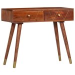 Table console - acacia - 90x35x76 cm - bois massif - 2 tiroirs - finition laque
