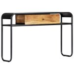 Table console - akozon - ako7542050332357 - bois de manguier massif - 1 tiroir - 2 compartiments