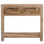 Table console - ashata - 82x33x73 cm - bois dacacia massif - 2 tiroirs - finition brosse