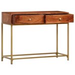Table console en bois dacacia massif - marron - 100x35x76 cm Table console en bois dacacia massif - marron - 100x35x76 cm