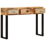 Table console en bois de manguier - vidaxl - 110x30x76 cm - naturel et noir - bois de manguier massif ...