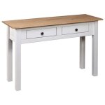 Table console en bois de pin - wiens - blanc - 110x40x72 cm - 2 tiroirs - bois de pin massif - facile ...