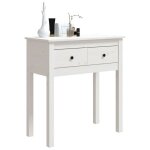Table console en bois - vidaxl - blanc - bois de pin massif - 70x35x75 cm - 2 tiroirs - cadre stable