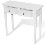 Table de console et coiffeuse - mee - blanc - mdf et bois de pin - 2 tiroirs