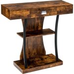Costway table console - 3 �tag�res - meuble dentr�e - l91 x p30 x h88 - style scandinave dispositif anti ...
