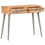 Table console - cuque - 90 x 30 x 75 cm - bois dacacia massif - 2 tiroirs - finition laqu�e