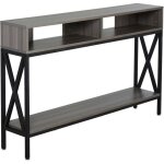 Table console table dentrée industriel multi - rangements 120 x 235 x 75 cm bois gris Table console table dentrée industriel multi - rangements 120 x 235 x 75 cm bois gris