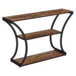Table console dentrée style industriel - pieds courbes - allonge - 120 cm - marron rustique et cadre ... Table console dentrée style industriel - pieds courbes - allonge - 120 cm - marron rustique et cadre ...