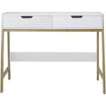 Table console - console extensible bois blanc 2 tiroirs 90 cm couleur: blanc 291065clm