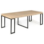 Table console extensible effet bois et métal - 4 rallonges Table console extensible effet bois et métal - 4 rallonges