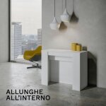 Table console extensible - venus - fr�ne blanc - 10 places - rectangulaire - extensible jusqu� 296 cm ...