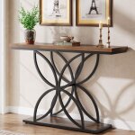 Table console industriellelittle tree120�30�83 cmtable dappoint avec pied papillon en m�tal uniquemarron ...